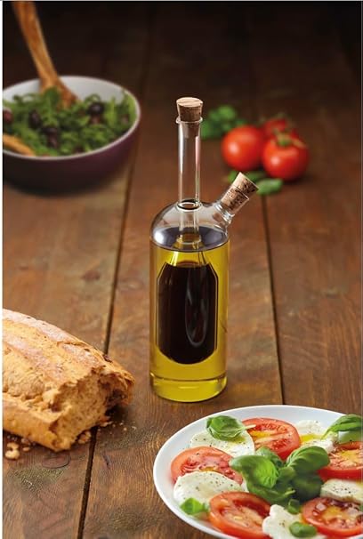 KitchenCraft World of Flavours 2-in-1 Olive Oil Dispenser and Vinegar Bottle - Clear Glass