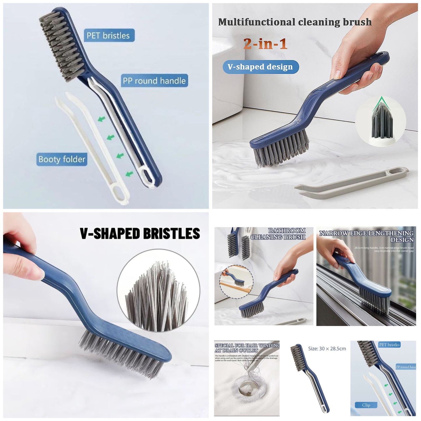 Bathroom Cleaning Brush - 2-in-1 Tile Scrub Brush Bathroom Scrubbing Brush | Comfortable Grip Tile Floor Scrubber Floor Scrubbing Brush for Bathroom Kitchen Living Room