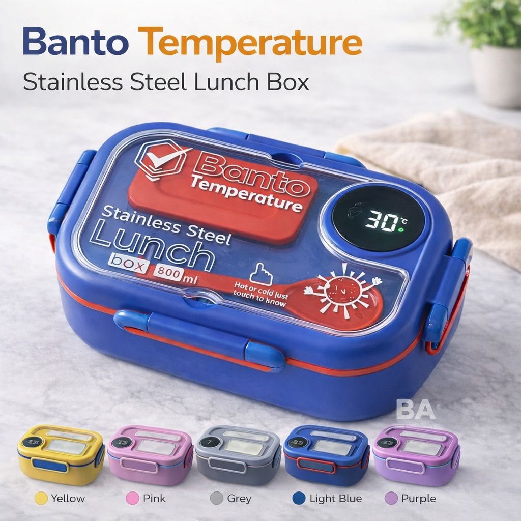 Smart Stainless Steel Bento Lunch Box with LED Temperature Display | Leak-Proof Insulated Food Container | Random colour