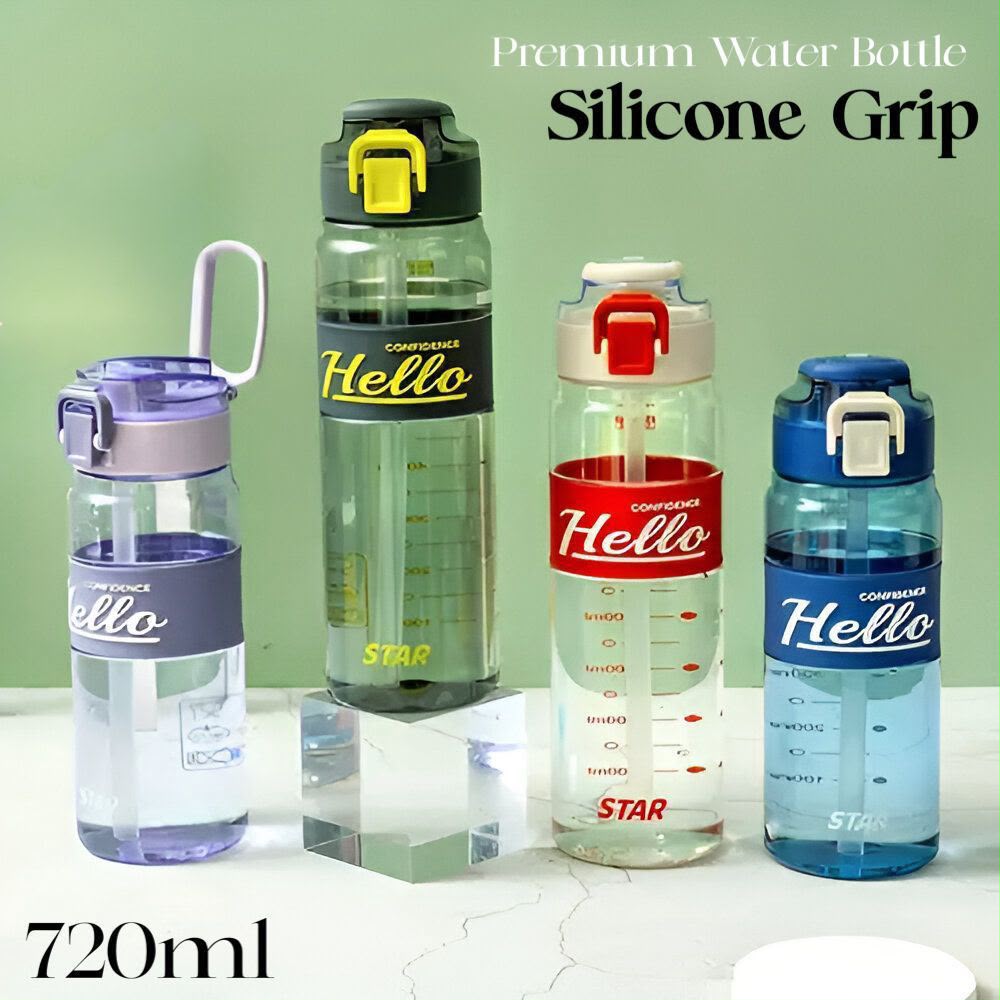 Hello 720ml Premium Silicone Grip Water Bottle