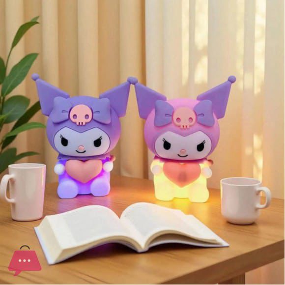 Cute Kuromi Squishy Silicone LED Night Light | USB Rechargeable Touch Control Lamp