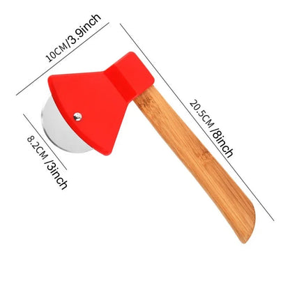 Axe-Style Pizza Rolling Cutter with Bamboo Handle