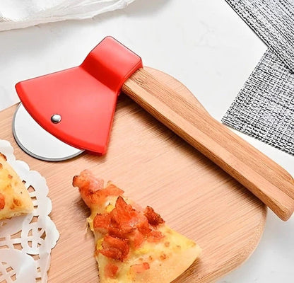 Axe-Style Pizza Rolling Cutter with Bamboo Handle