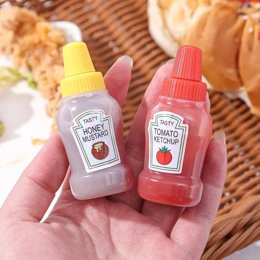 25ml Mini Ketchup Bottles - Squeeze Condiment Bottles for Portable Sauce Storage in Lunch Boxes Picnic Party