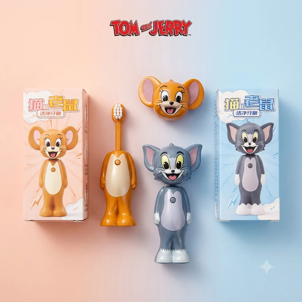 The cutest way to carry your brush,Tom And Jerry Expendable Toothbrush for kids