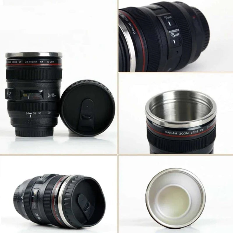 Premium Coffee Mug Tumbler Camera Lens Cup Thermal Thermos Water Bottle Stainless Steel With Cover Insulated Vacuum Flasks Travel Drinks