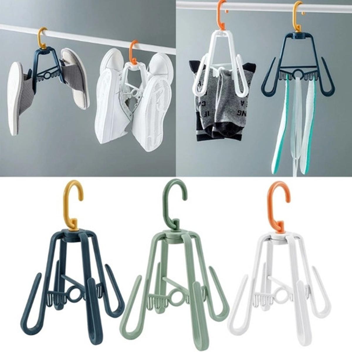 Rotating Shoe Drying Organizer Hanger with 4 Hooks
