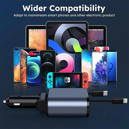 120W 4-In-1 Retractable Car Charger