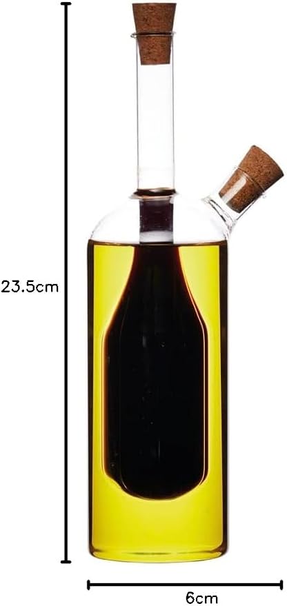 KitchenCraft World of Flavours 2-in-1 Olive Oil Dispenser and Vinegar Bottle - Clear Glass