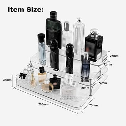 3-Tier Acrylic Transparent Perfume Display Organizer Cosmetics Show Rack Vanity Skin Care Products Holder Makeup Stand Beauty Multi-Purpose