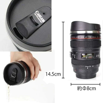 Premium Coffee Mug Tumbler Camera Lens Cup Thermal Thermos Water Bottle Stainless Steel With Cover Insulated Vacuum Flasks Travel Drinks