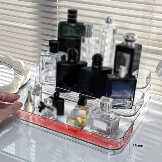 3-Tier Acrylic Transparent Perfume Display Organizer Cosmetics Show Rack Vanity Skin Care Products Holder Makeup Stand Beauty Multi-Purpose