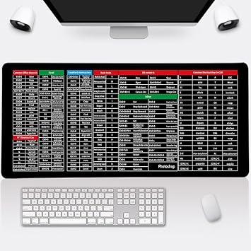 Quick Key Super Large Anti-Slip Keyboard Pad, Keyboard Pad with Office Software Shortcuts Pattern, Large Mouse Mat, Non Slip Rubber Base Stitched Edge Gaming PC Pad (80x30x0.3 cm)