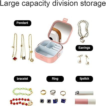 Mini Portable Cosmetic & Jewelry Organizer With Mirror