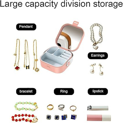 Mini Portable Cosmetic & Jewelry Organizer With Mirror