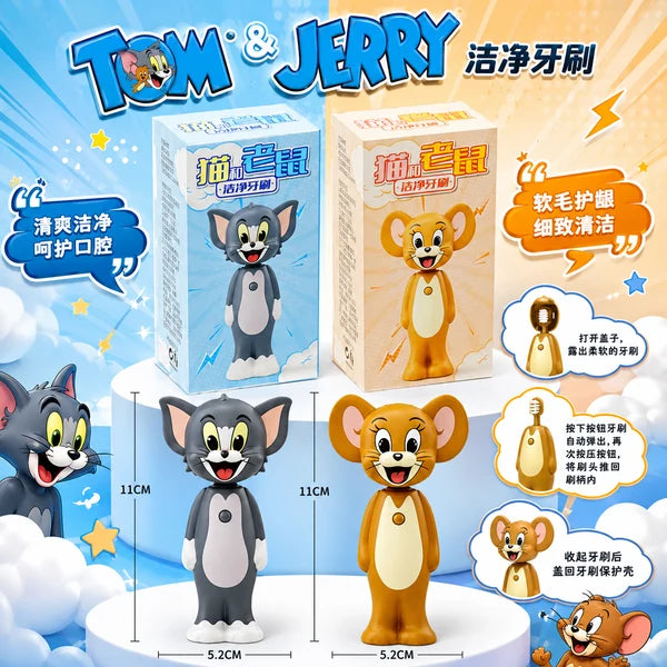 The cutest way to carry your brush,Tom And Jerry Expendable Toothbrush for kids