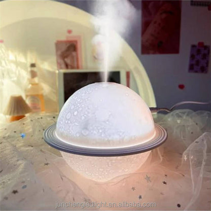 200ml LED Humidifier Car Mini Ultrasonic Planet Air Humidifier Aroma Moon Lamp Diffuser for Bedroom
