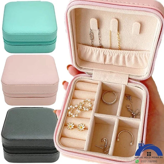 PU Leather Small Jewelry Box Necklace Ring Storage Organizer Mini Jewelry case Double Layer Travel Jewelry Organizer for Women Girls Gift (10cmx10cmx5,