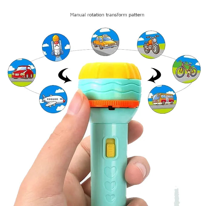 Portable Mini Projector Torch Toy Slide Flashlight with 3 Slides 24 Patterns For Kids Education Learning Night Light