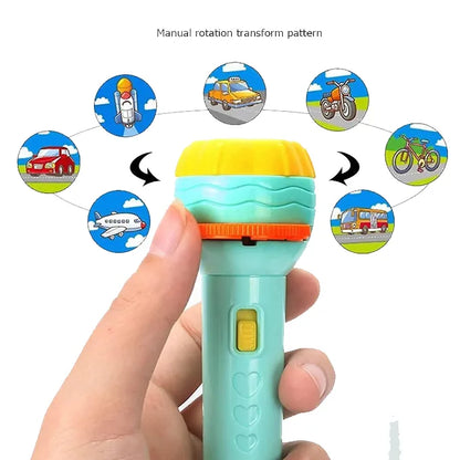 Portable Mini Projector Torch Toy Slide Flashlight with 3 Slides 24 Patterns For Kids Education Learning Night Light