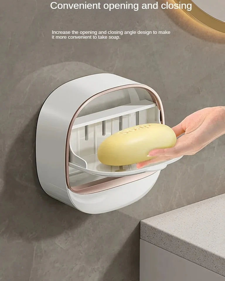 Wall Mounted Soap Holder with Lid and Tray