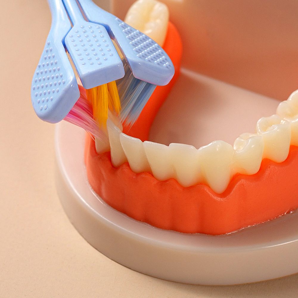 Korean brand children's three-sided toothbrush: soft bristles for gentle care during teething and tooth replacement in kids aged 3-12. provides comprehensive, all-around cleaning with no missed spots!