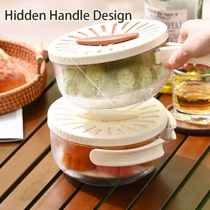 Fruit Drain Basket with Lid, Vegetable Fruit Washing Bowl Storage Container