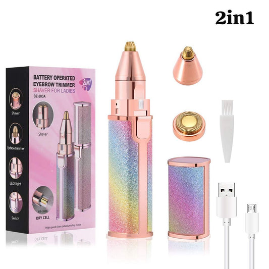 2 In 1 Battery Operated Eyebrow Trimmer Shaver For Ladies