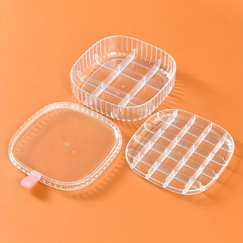 2 Layer Transparent Crystal Jewelry Storage Organizer Box for Travel