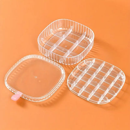 2 Layer Transparent Crystal Jewelry Storage Organizer Box for Travel