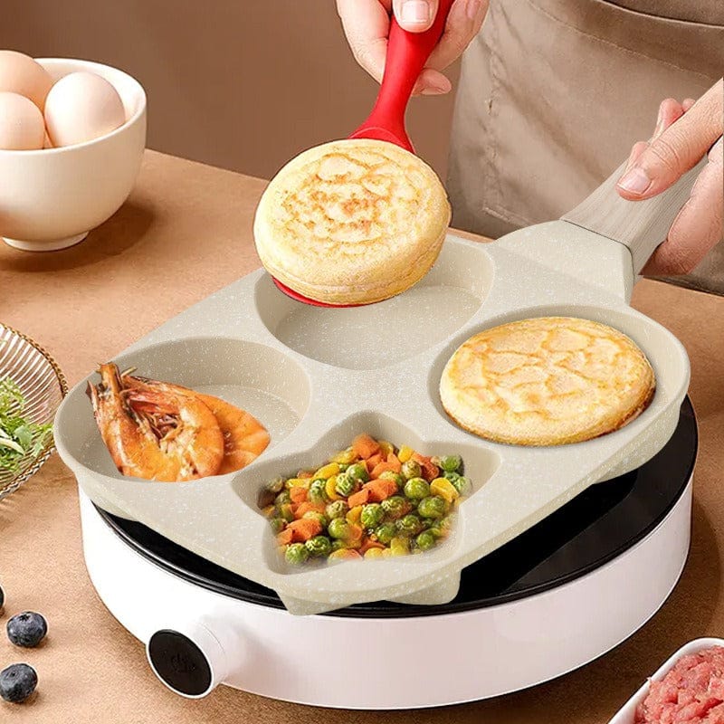 Divided Grill Frying Pan, Pancake Pan, Sectioned Pan, 4 Hole Omelette Pan,