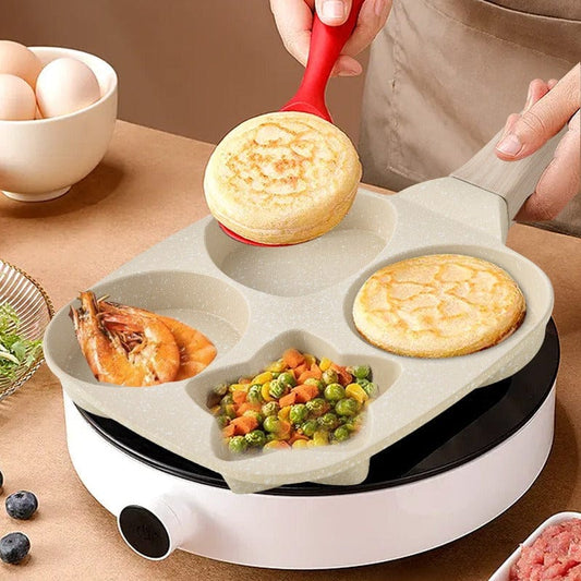 Divided Grill Frying Pan, Pancake Pan, Sectioned Pan, 4 Hole Omelette Pan,