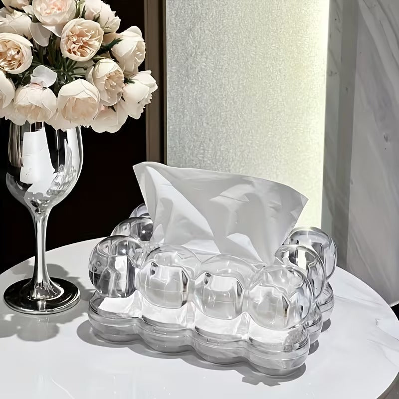 Luxe Transparent Marshmellow Tissue Holder ,Tissue Box, Abstract Design Tissue Holder, Desktop Tissue Organizer