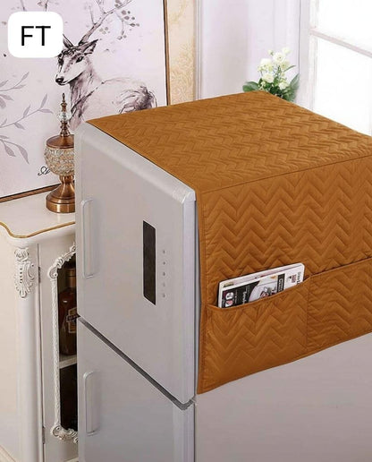 Dustproof Microfiber Quilted Refrigerator Cover With Side Pockets