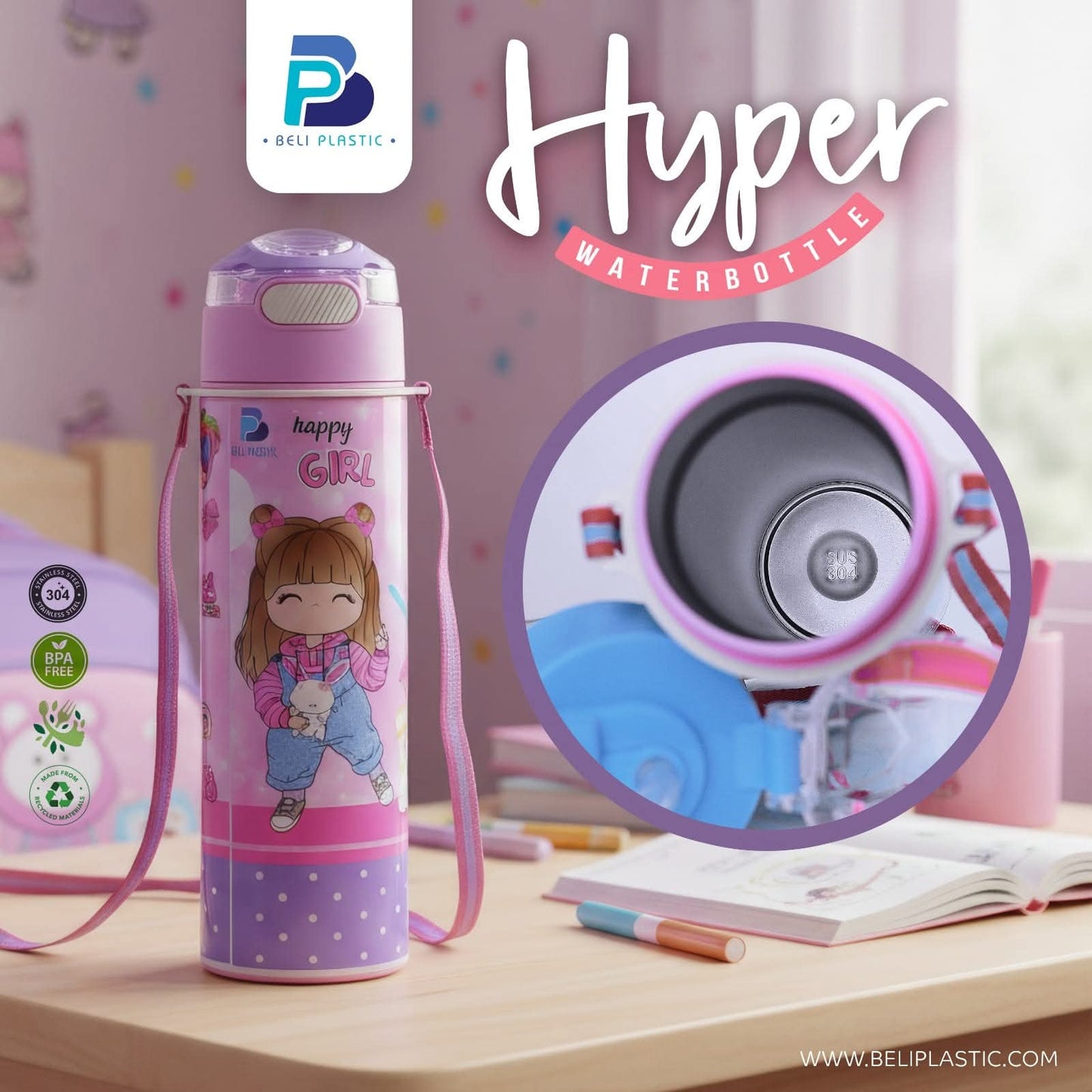 Hyper Kids Stainless Steel Insulated Water Bottle (650ML)