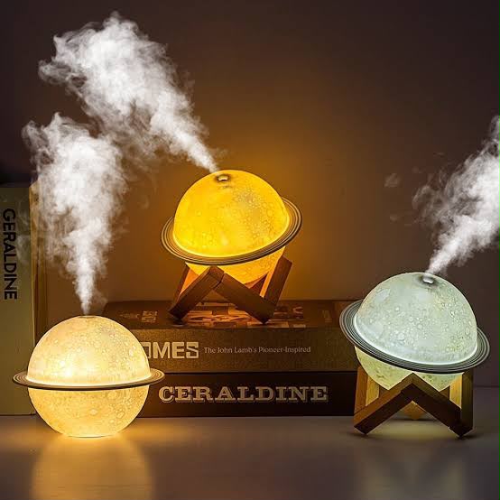 200ml LED Humidifier Car Mini Ultrasonic Planet Air Humidifier Aroma Moon Lamp Diffuser for Bedroom