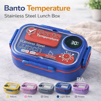 Smart Stainless Steel Bento Lunch Box with LED Temperature Display | Leak-Proof Insulated Food Container | Random colour