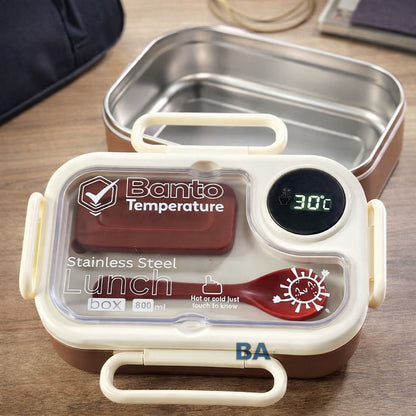 Smart Stainless Steel Bento Lunch Box with LED Temperature Display | Leak-Proof Insulated Food Container | Random colour
