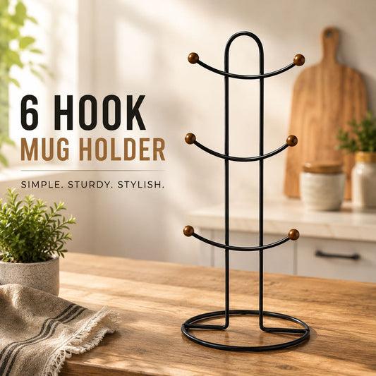 Wall Mounted Cup Rack, Adjustable Kitchen Organizer with Hooks, Wrought Iron Cup Holder, Hanging Cup Organizer,gift for coffee lovers