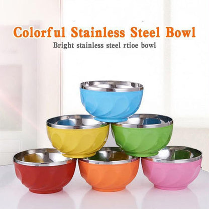Stainless Steel Bowl Double Wall Thickened Bowls Tableware Kitchen Dinnerware Rice Fruit Soup Bowl Pack of 4 Pc – 12CM