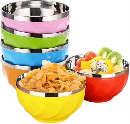 Stainless Steel Bowl Double Wall Thickened Bowls Tableware Kitchen Dinnerware Rice Fruit Soup Bowl Pack of 4 Pc – 12CM