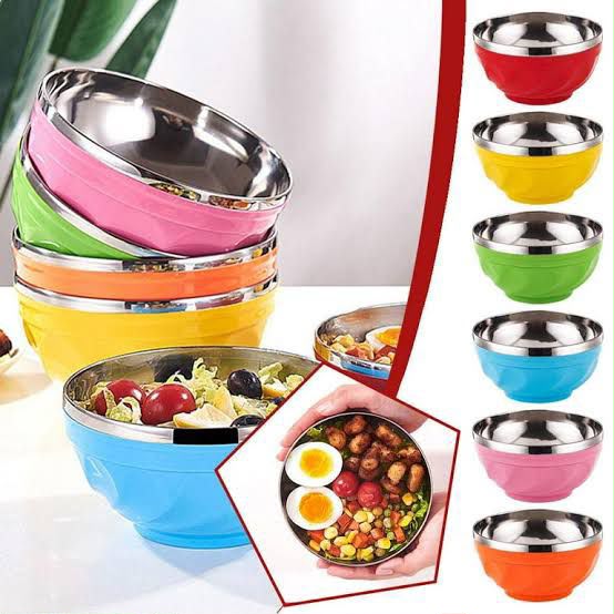 Stainless Steel Bowl Double Wall Thickened Bowls Tableware Kitchen Dinnerware Rice Fruit Soup Bowl Pack of 4 Pc – 12CM