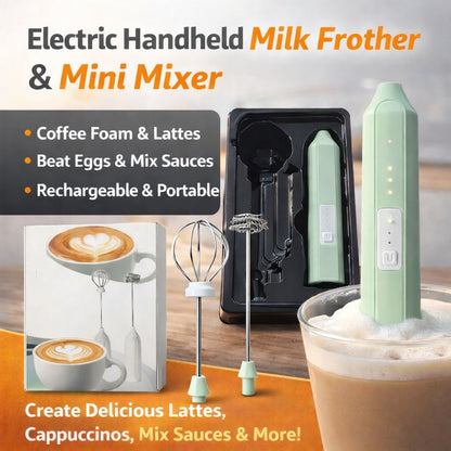 2 in 1 ,Rechargeable egg and coffeebeater, 3 Speeds Foam Maker Coffee Whisk Mixer Electric Handle Blender Egg Beater Stirring stick + lantern stick