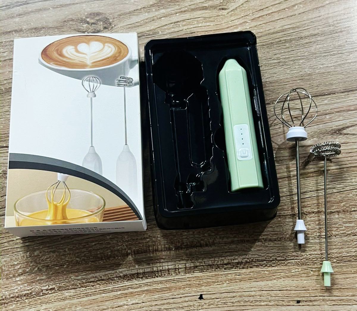 2 in 1 ,Rechargeable egg and coffeebeater, 3 Speeds Foam Maker Coffee Whisk Mixer Electric Handle Blender Egg Beater Stirring stick + lantern stick
