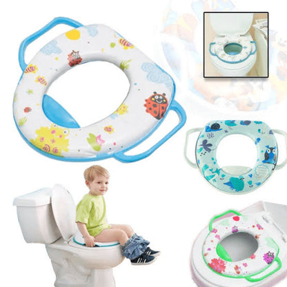 Baby Toilet Seat Cushion, Portable Toilet Training Seat For Children, Non-Slip Baby Kids Seat Potty Chair with Handle, Kids Toilet Soft Cushion with Splash Protector