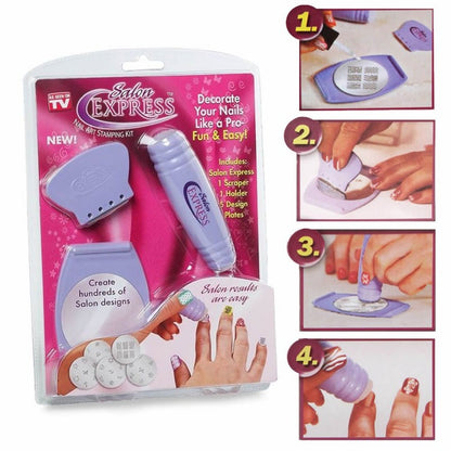 Saloon Express Nail Art Stamping Kit, Professional Nail Polish Art Kit, Decals Nail Paint Stamp