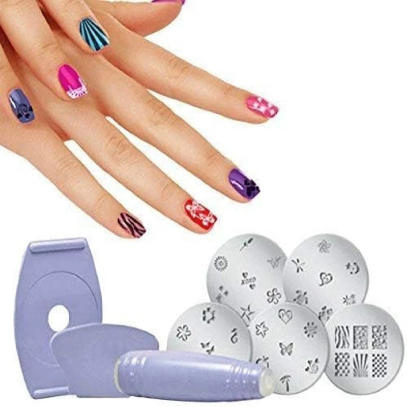 Saloon Express Nail Art Stamping Kit, Professional Nail Polish Art Kit, Decals Nail Paint Stamp