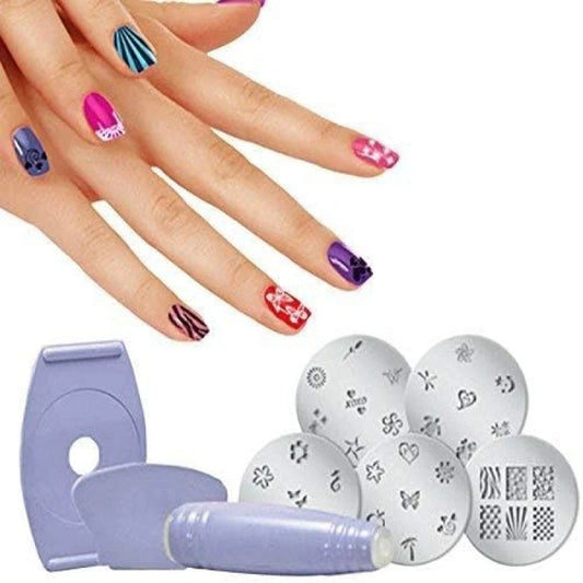 Saloon Express Nail Art Stamping Kit, Professional Nail Polish Art Kit, Decals Nail Paint Stamp