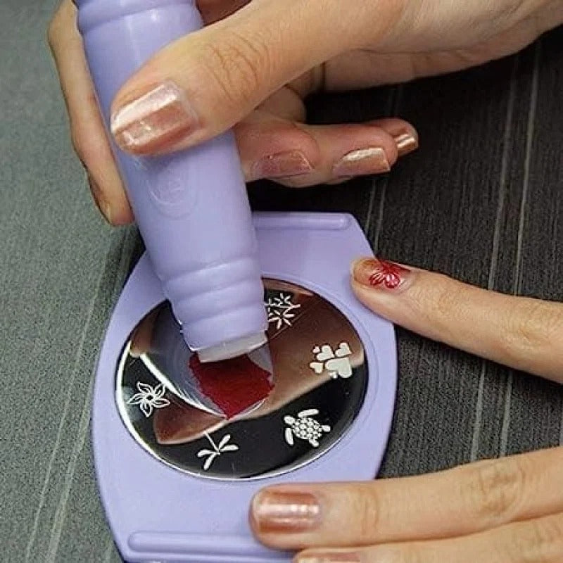 Saloon Express Nail Art Stamping Kit, Professional Nail Polish Art Kit, Decals Nail Paint Stamp