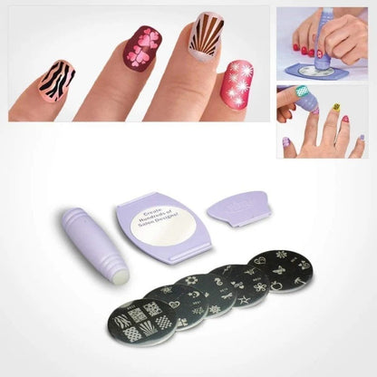 Saloon Express Nail Art Stamping Kit, Professional Nail Polish Art Kit, Decals Nail Paint Stamp